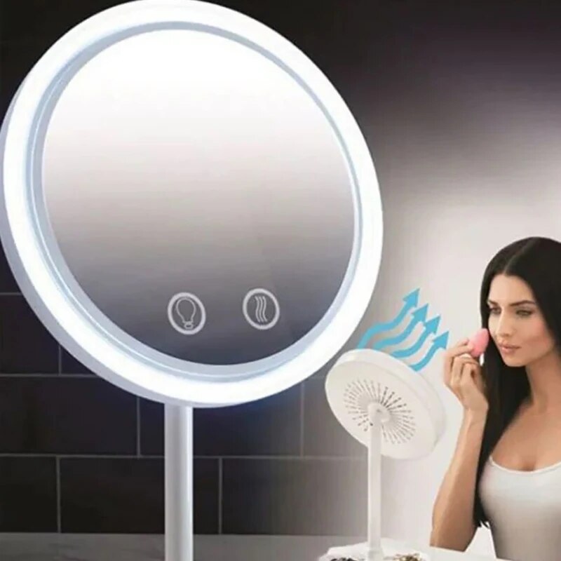 Espejo LED 3 en 1 con Luz + Lupa 5x y Ventilador - Imagen 3