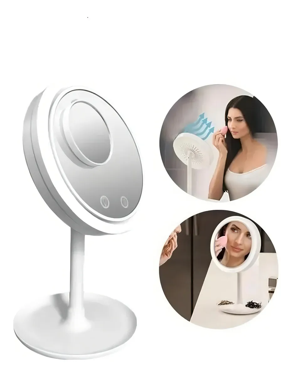 Espejo LED 3 en 1 con Luz + Lupa 5x y Ventilador - Imagen 5