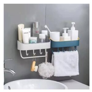 Organizador Multiuso con Base Adhesiva y Ganchos