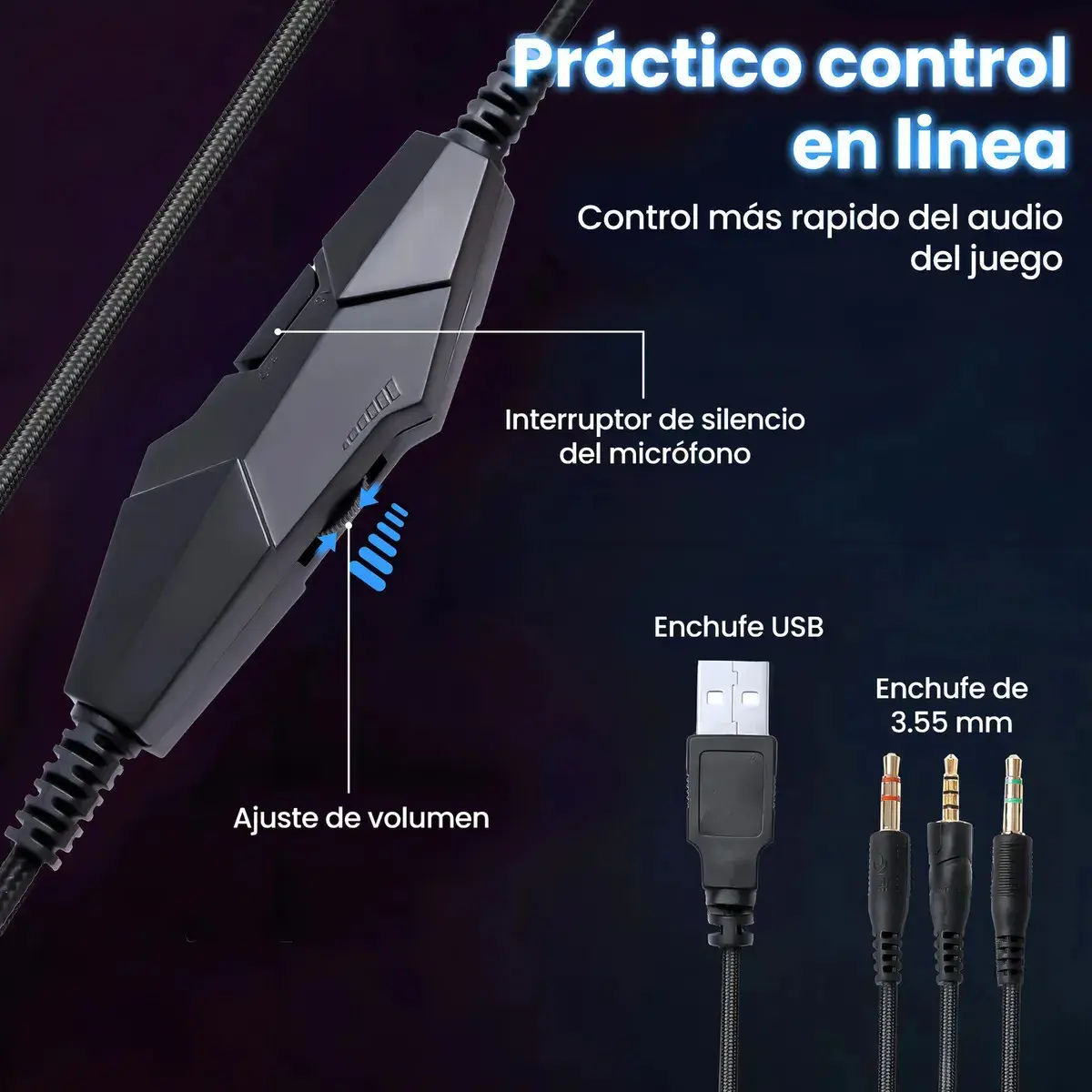 Audífonos Gamer Onikuma K19 con Micrófono y Luz LED RGB - Imagen 4