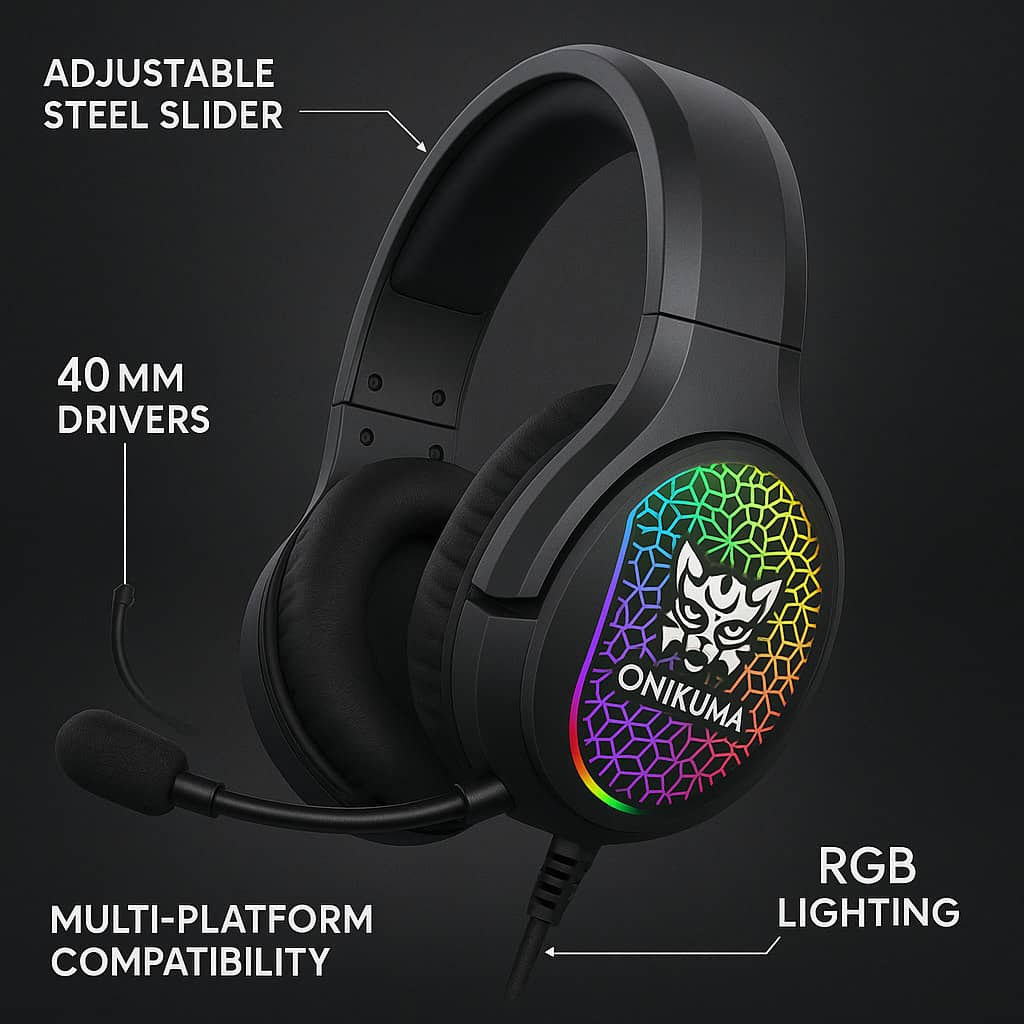 Audífonos Gamer RGB Onikuma X3 con Micrófono Desmontable - Imagen 2
