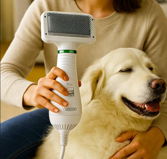 Cepillo Secador 2 en 1 con Aspirador para Mascotas