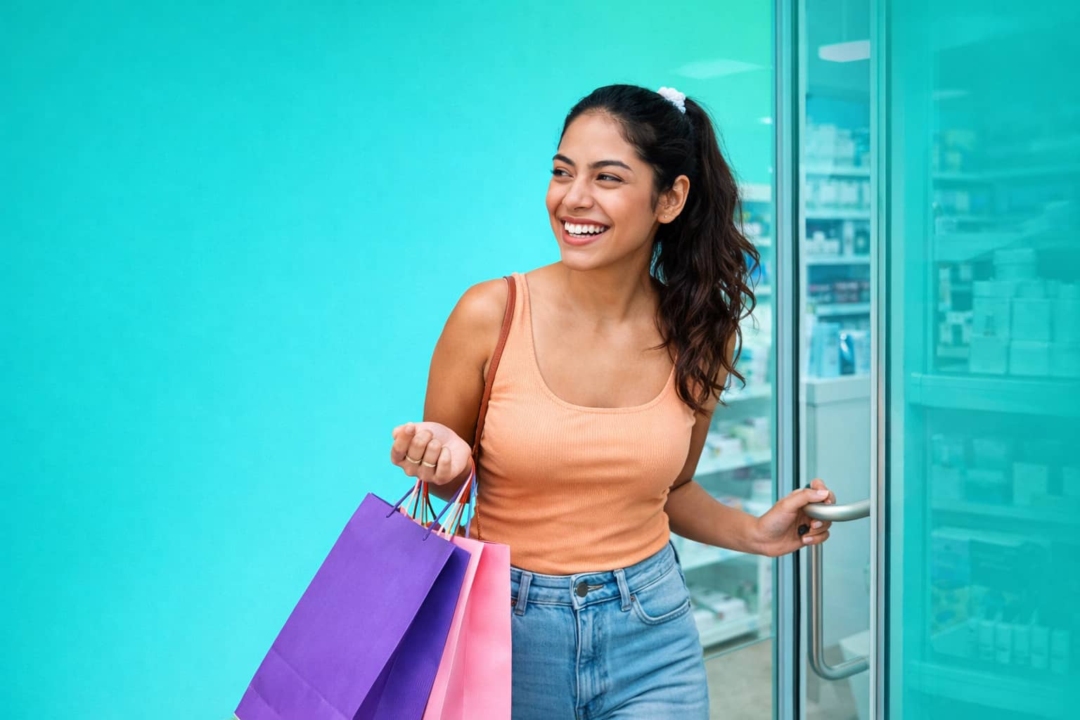 mujer tienda