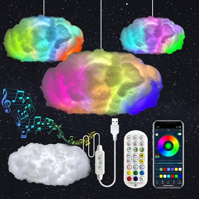 Lámpara Nube Gamer LED RGB con Control Remoto y Bluetooth - Imagen 2